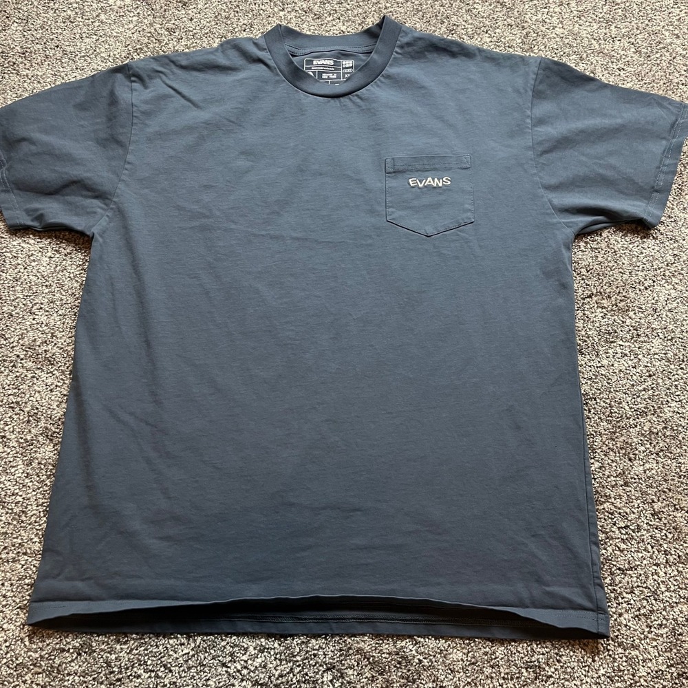 EVANS T Shirt Men XL Gray Drum Heads Graphic Print Cotton All Weather Pocket Tee